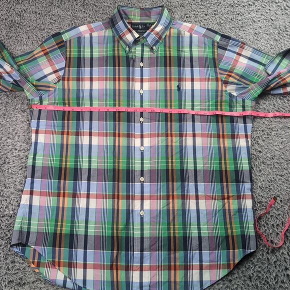 Polo Ralph Lauren Shirt Adult Large Green Blue Preppy Casual Work Plaid Classic - Picture 3 of 6